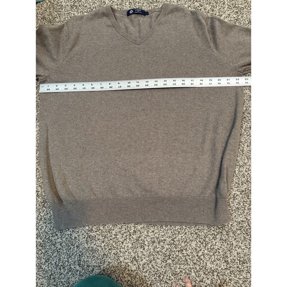 LL Bean Men's Tan Long Sleeve Pullover V Neck Sweater Cotton Cashmere Large - Picture 8 of 9